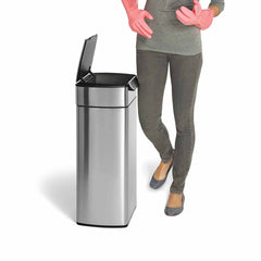 30L rectangular touch-bar bin - brushed finish - lifestyle image