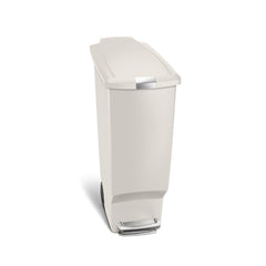 40L slim plastic pedal bin - stone - front view main image