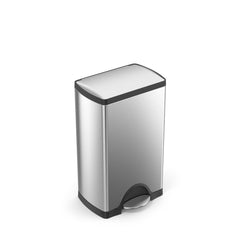 38L rectangular pedal bin - brushed finish - 3/4 view