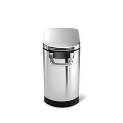 medium pet food bin - brushed finish - front top down view image