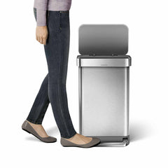 45L rectangular pedal bin with liner pocket - brushed finish - lifestyle image