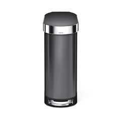 45L slim pedal bin - black stainless steel - front image