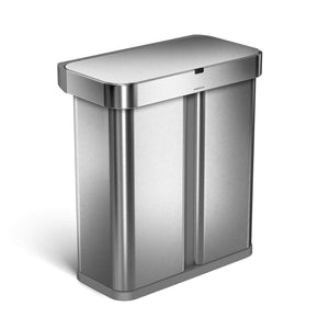 58 litre dual compartment rectangular sensor bin with voice and motion control